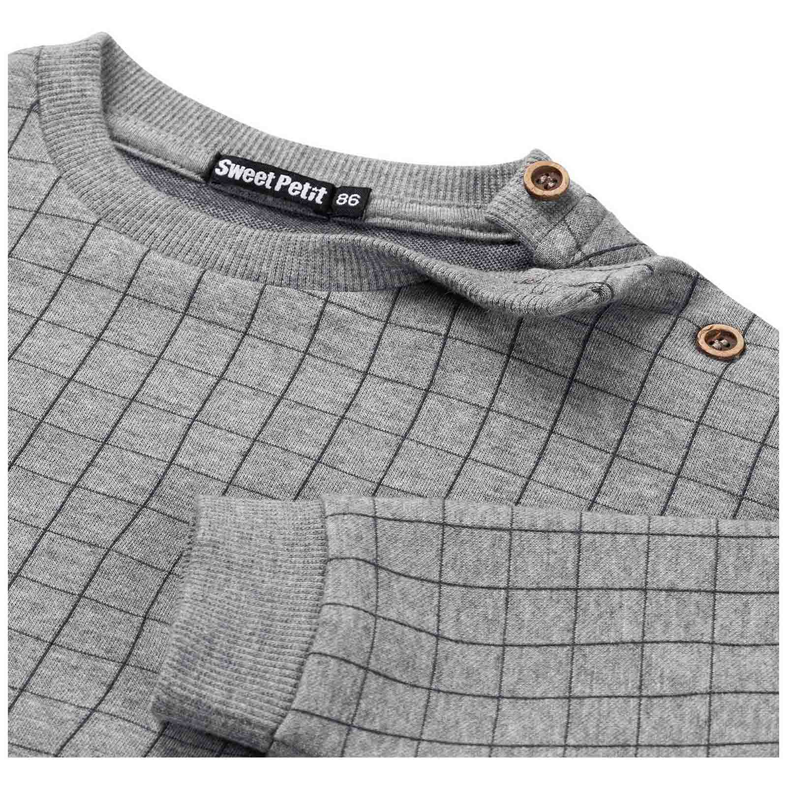 Sweet Petit baby sweater Vic lange mouwen ruit grijs