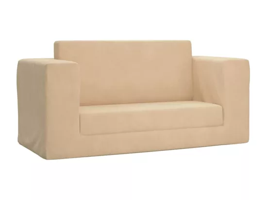 Canapé-lit pour enfants 2 places crème peluche douce