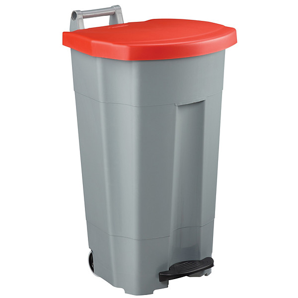 ROSSIGNOL Poubelle mobile à pédale - 90 L - boogy - gris / rouge