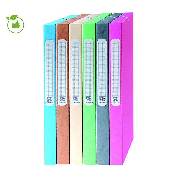 Chemises à élastiques Cartobox 5/10e dos 2,5 cm coloris assortis, lot de 25