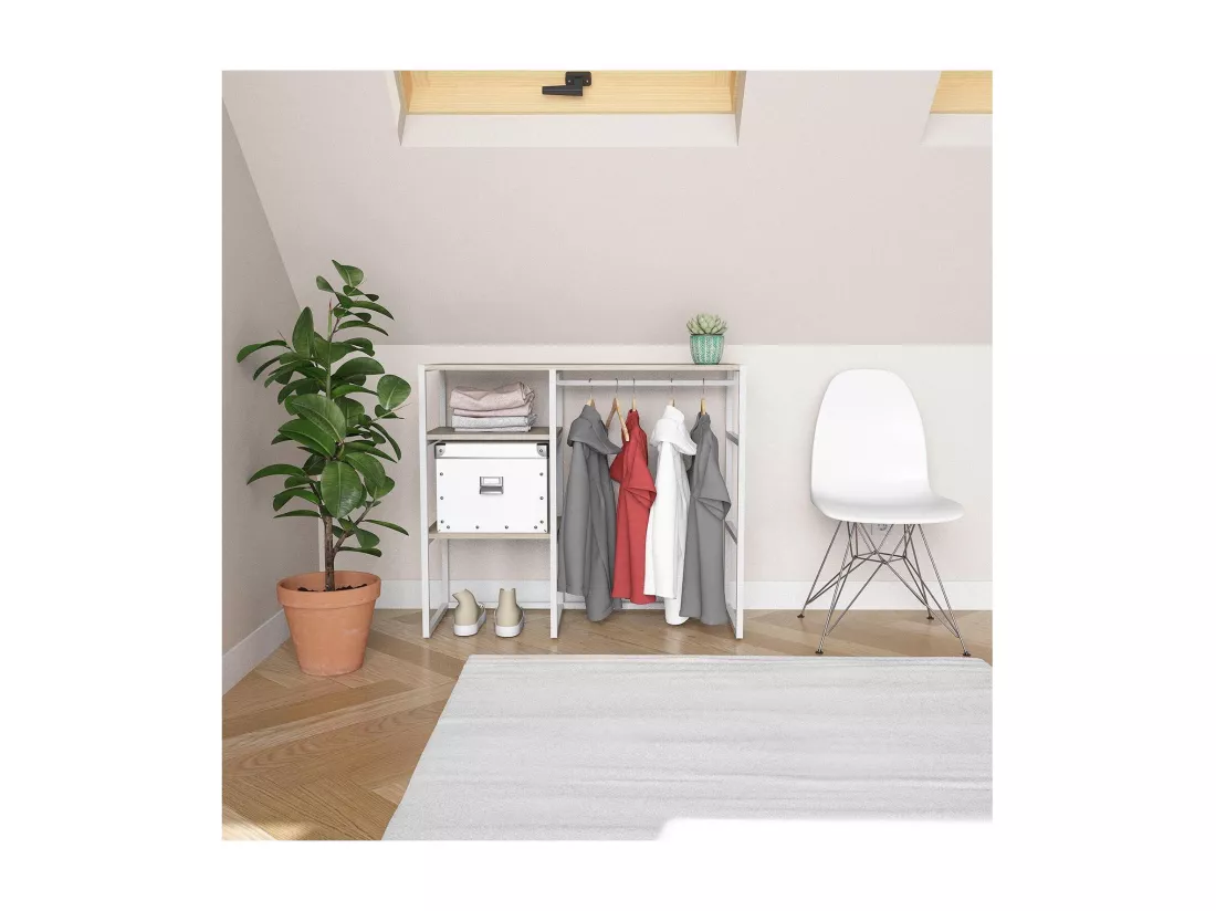 Portant vêtements sous combles penderie et étagères L100 x H85 cm
