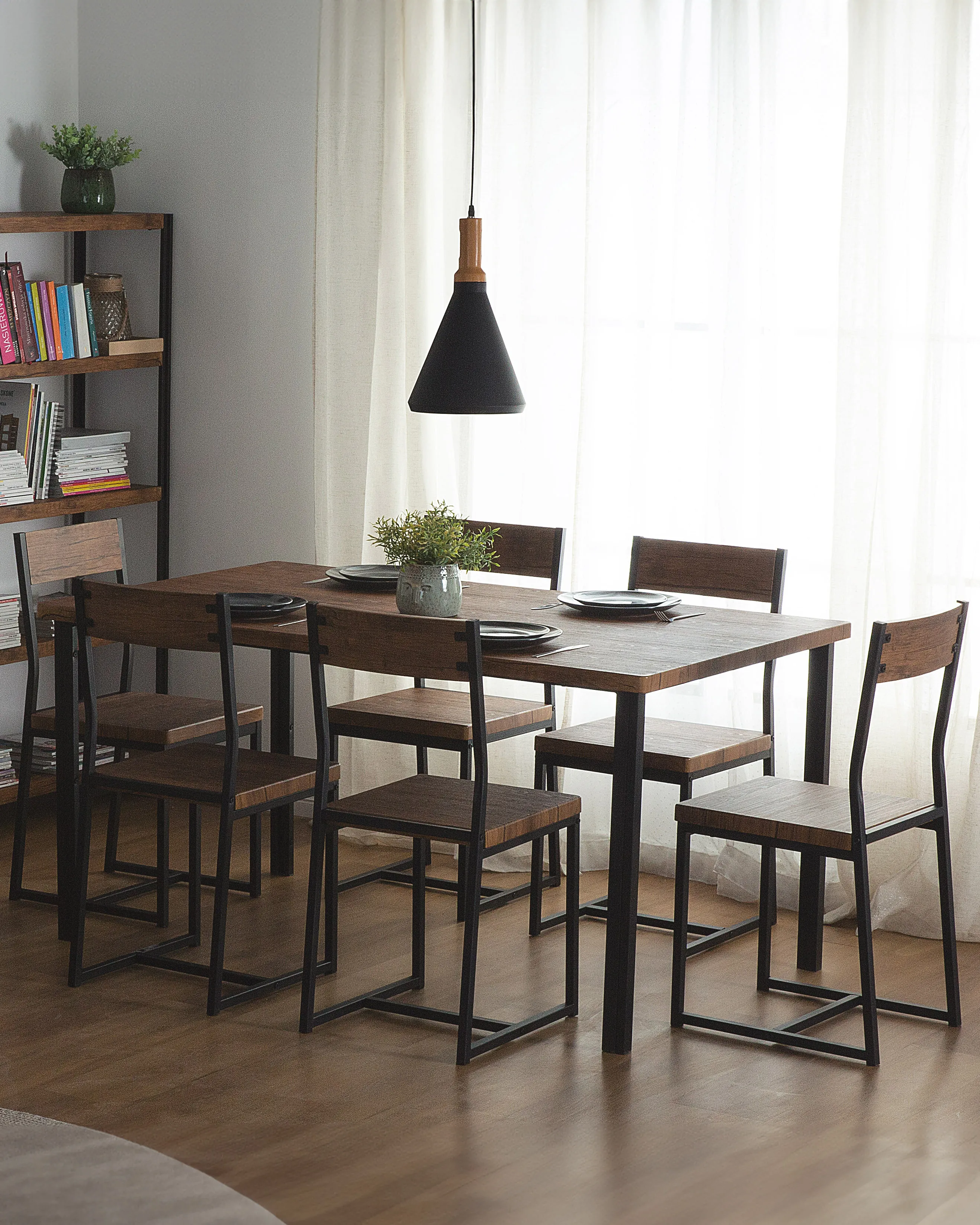 Set van 6 eetkamerstoelen LAREDO Bruin/zwart
