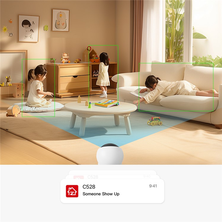 C528D 360° Indoor WiFi Internet IP Kamera Dual Linse (4MP) 1080p KI Nachtsichtfunktion / Zwei-Wege-Audio / Personenerkennung - Weiss