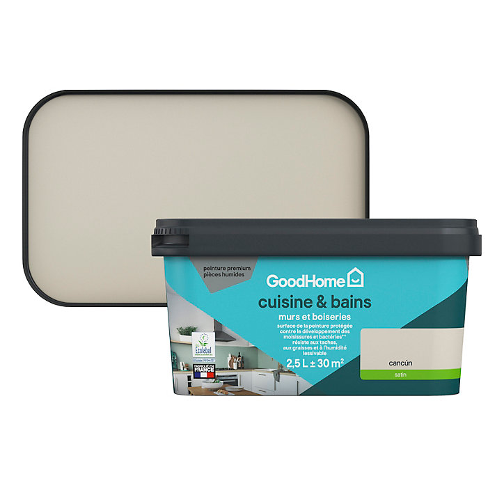 Peinture cuisine et salle de bains GoodHome beige Cancún satin 2,5L