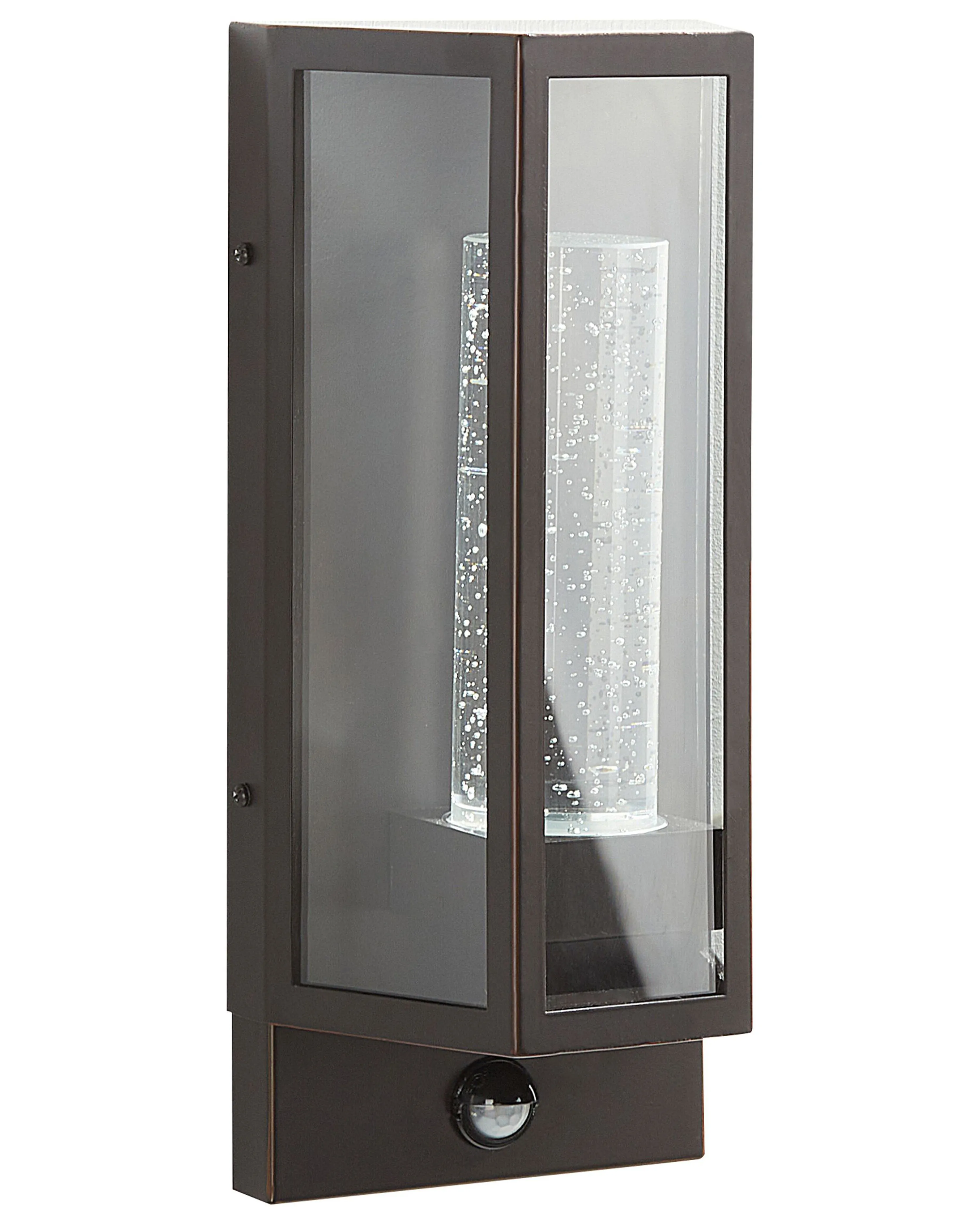 Buiten LED wandlamp FRUID met bewegingssensor Bruin