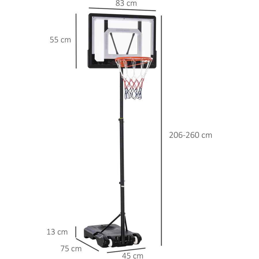 HOMCOM Basketballkorb höhenverstellbar schwarz