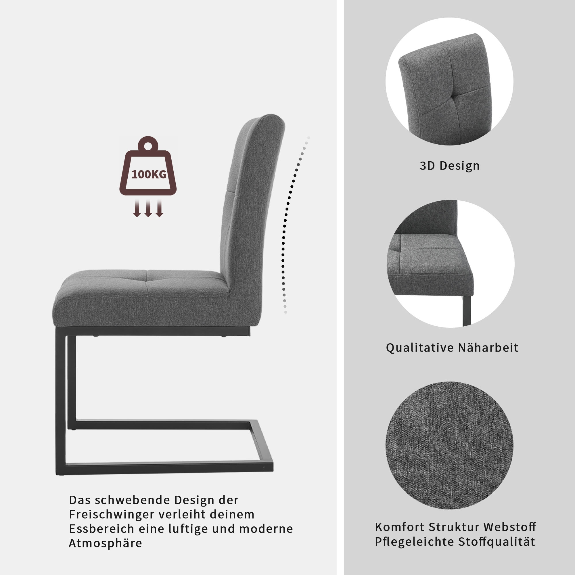 GOODproduct Eckbankgruppe »Geranie, Sitzgruppe, Eckbank links und rechts montierbar« Set, Gruppe bestehend aus Eckbank, Esstisch 120 cm, zwei Freischwinger, 4 Stk. tlg.