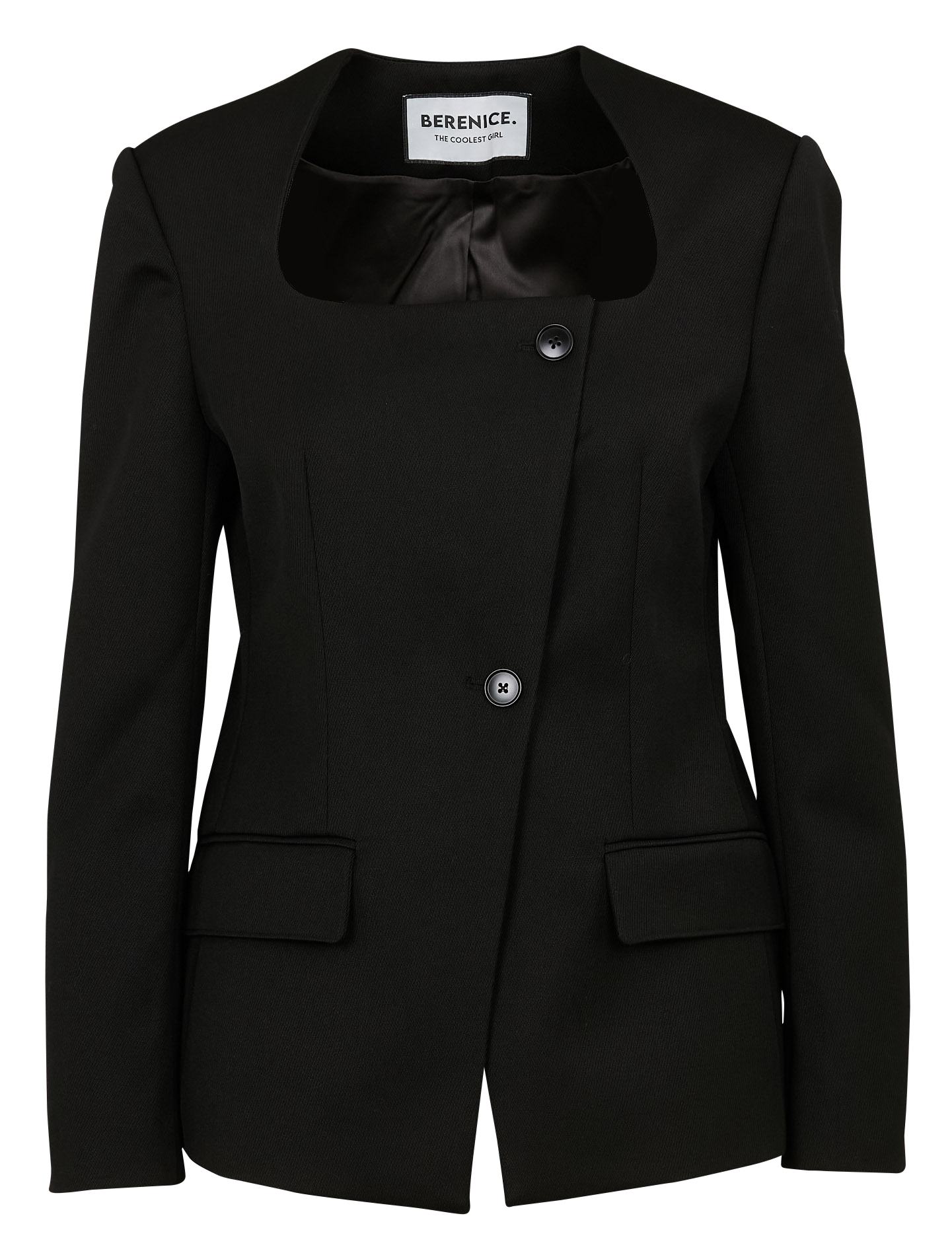 VIBES - Veste de tailleur col carré en laine mélangée | Noir