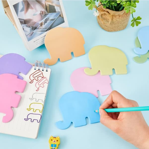INF Dyreformet Elefant Klistrelapper Sett - Fargerike Papirklistrelapper med Elefantdesign for Notater og Kontorbruk