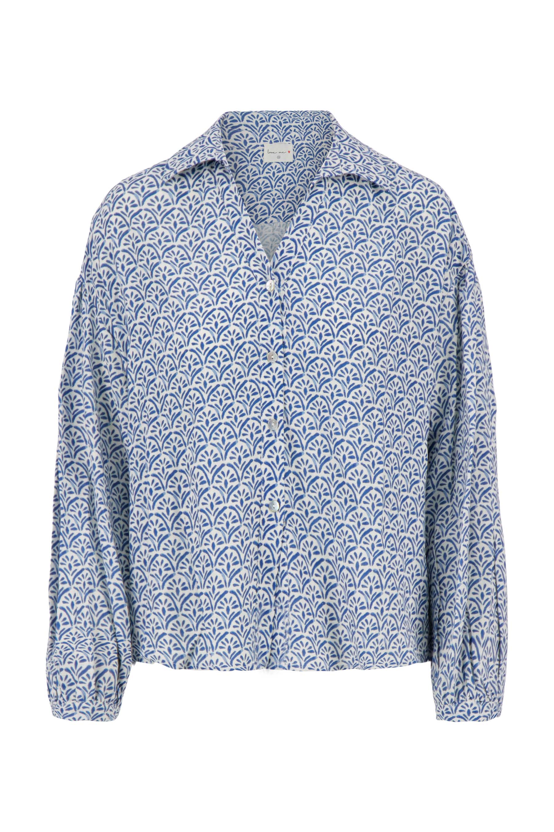 blouse lange mouw met waaierprint