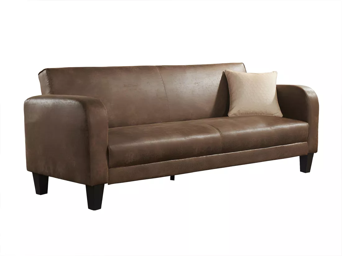 Canapé club 3 places convertible INICIO en microfibre aspect cuir vieilli
