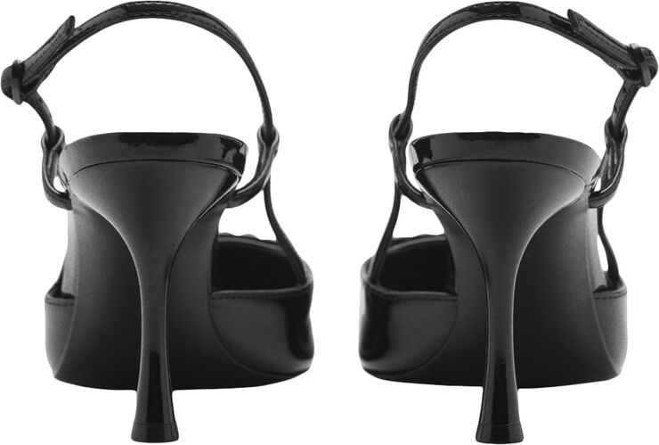 MANGO Patent leather slingback-heeled sho Black