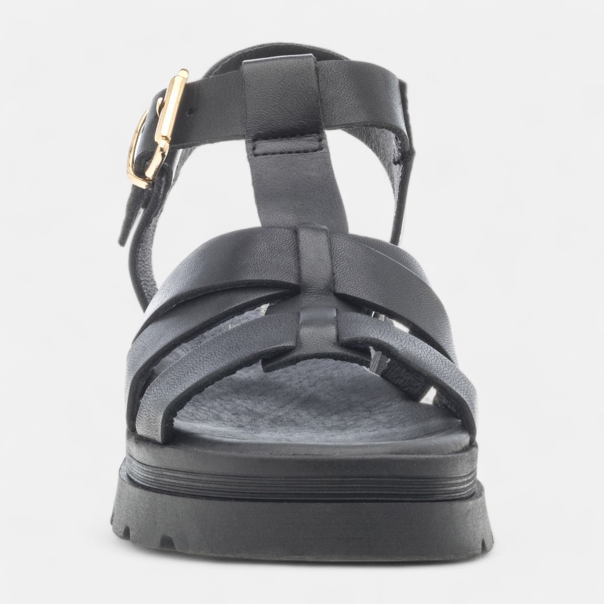 Sandales Femme en cuir noir