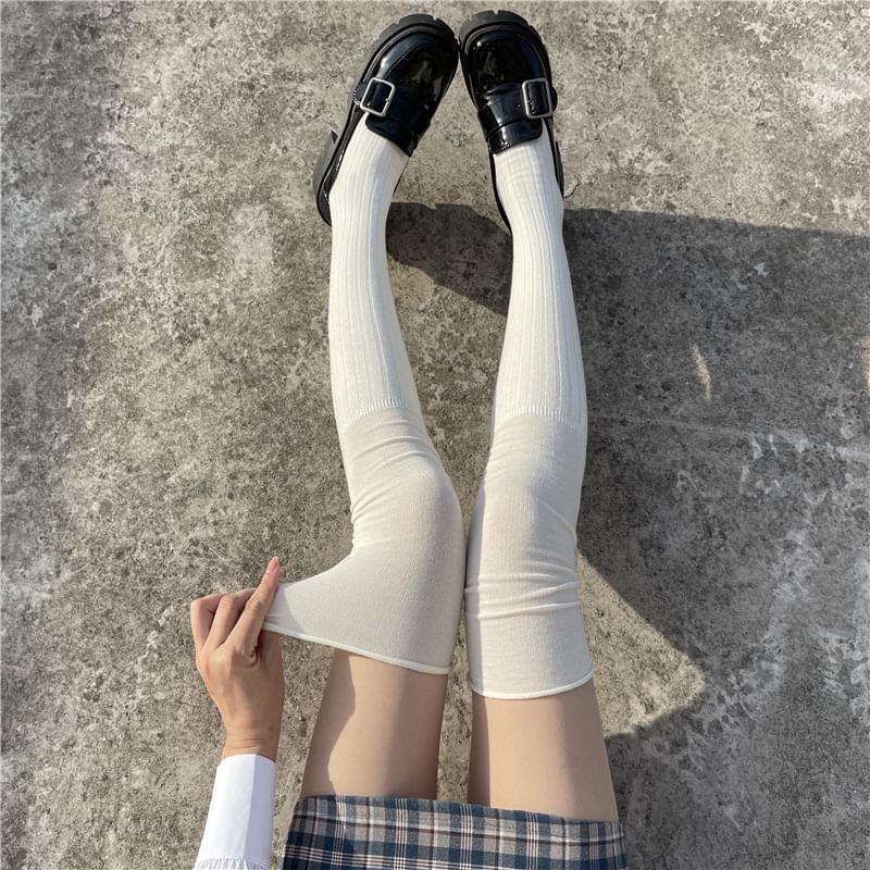 Gentiana - Effen overknee sokken