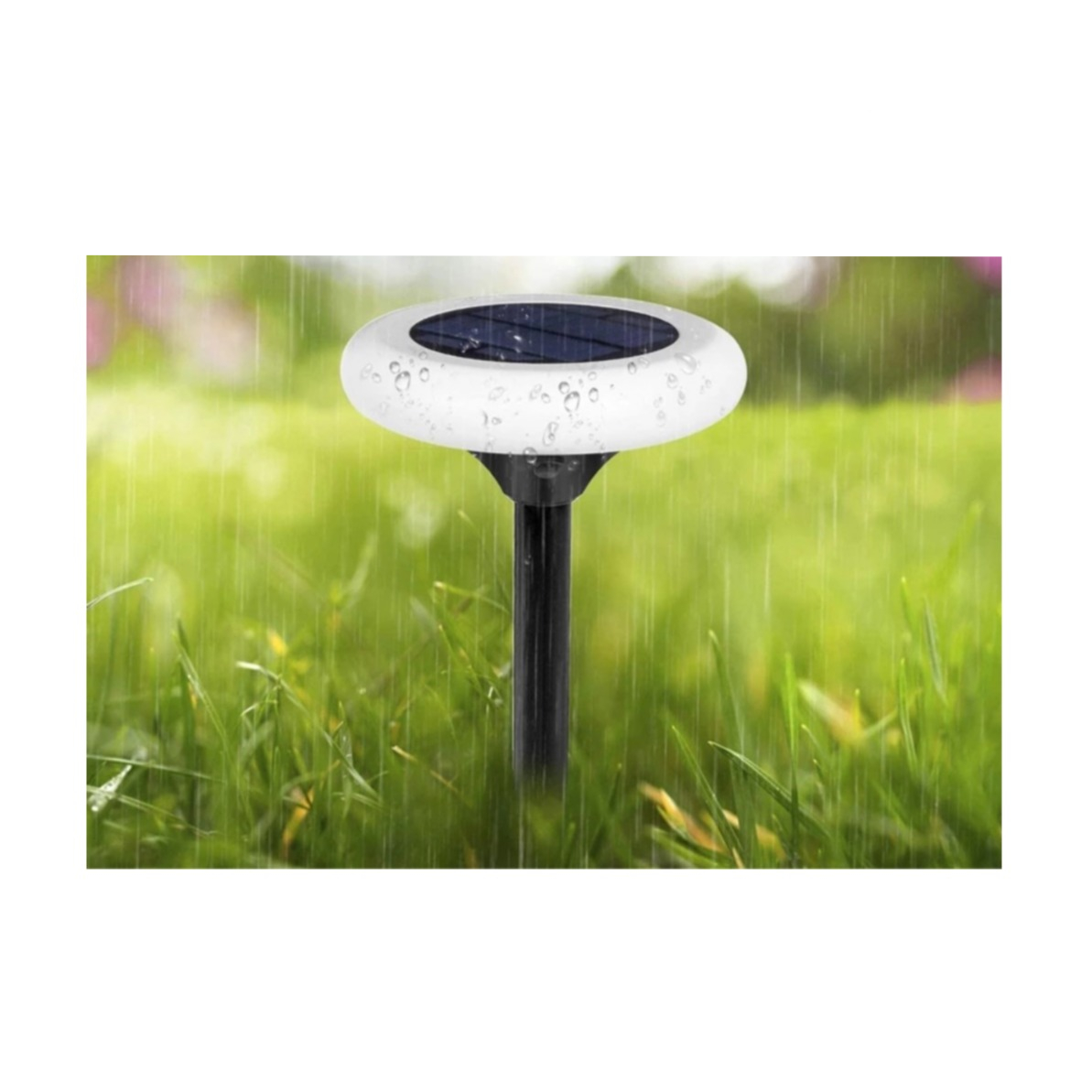 (2er Set) LED Solar Lampe Outdoor RGB Garten Wegleuchte mit Dämmerungssensor IP65 - Schwarz