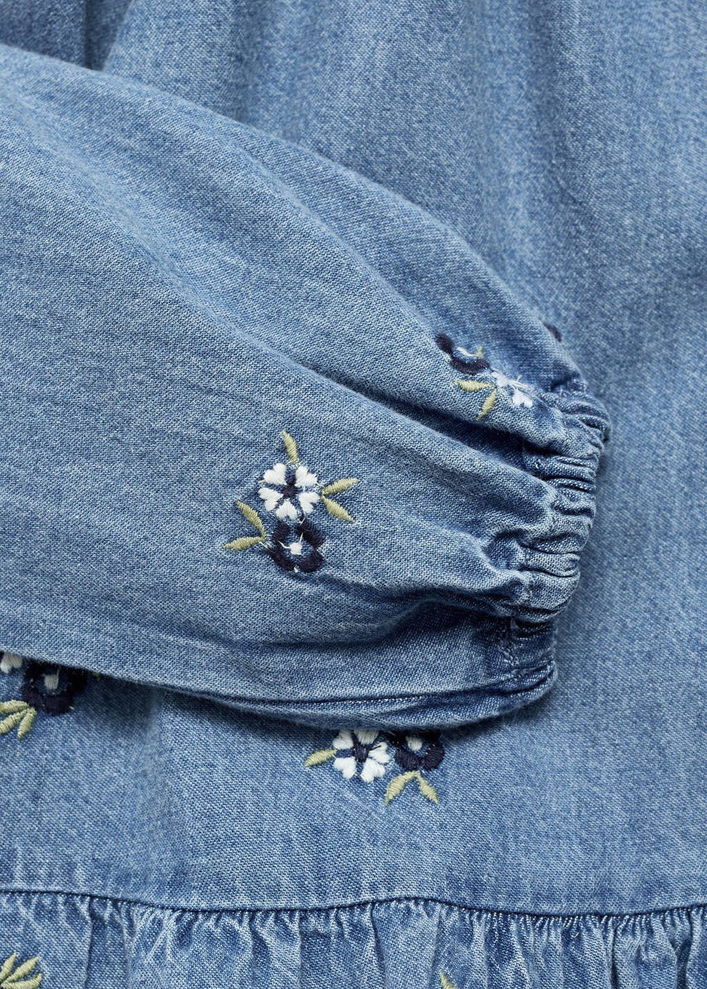 Mango Kids denim A-lijn jurk blauw