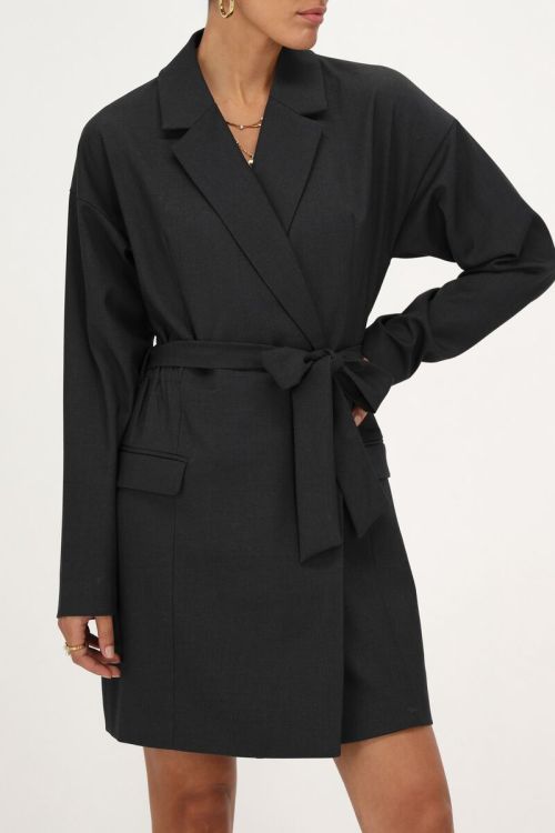 Grijze blazer jurk met reverskraag