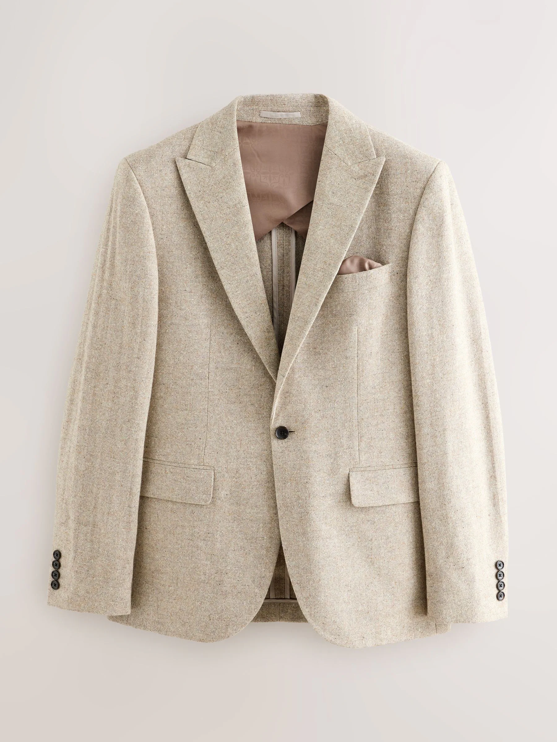 Pastelgeel - Slim Fit Wool Blend Donegal Suit Jacket