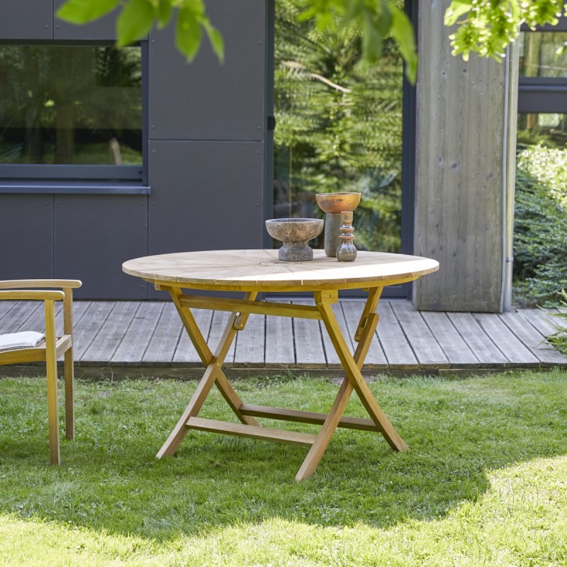 Ensemble d'extérieur en bois de teck Andria 2 H 75 x L 120 x P 120 cm