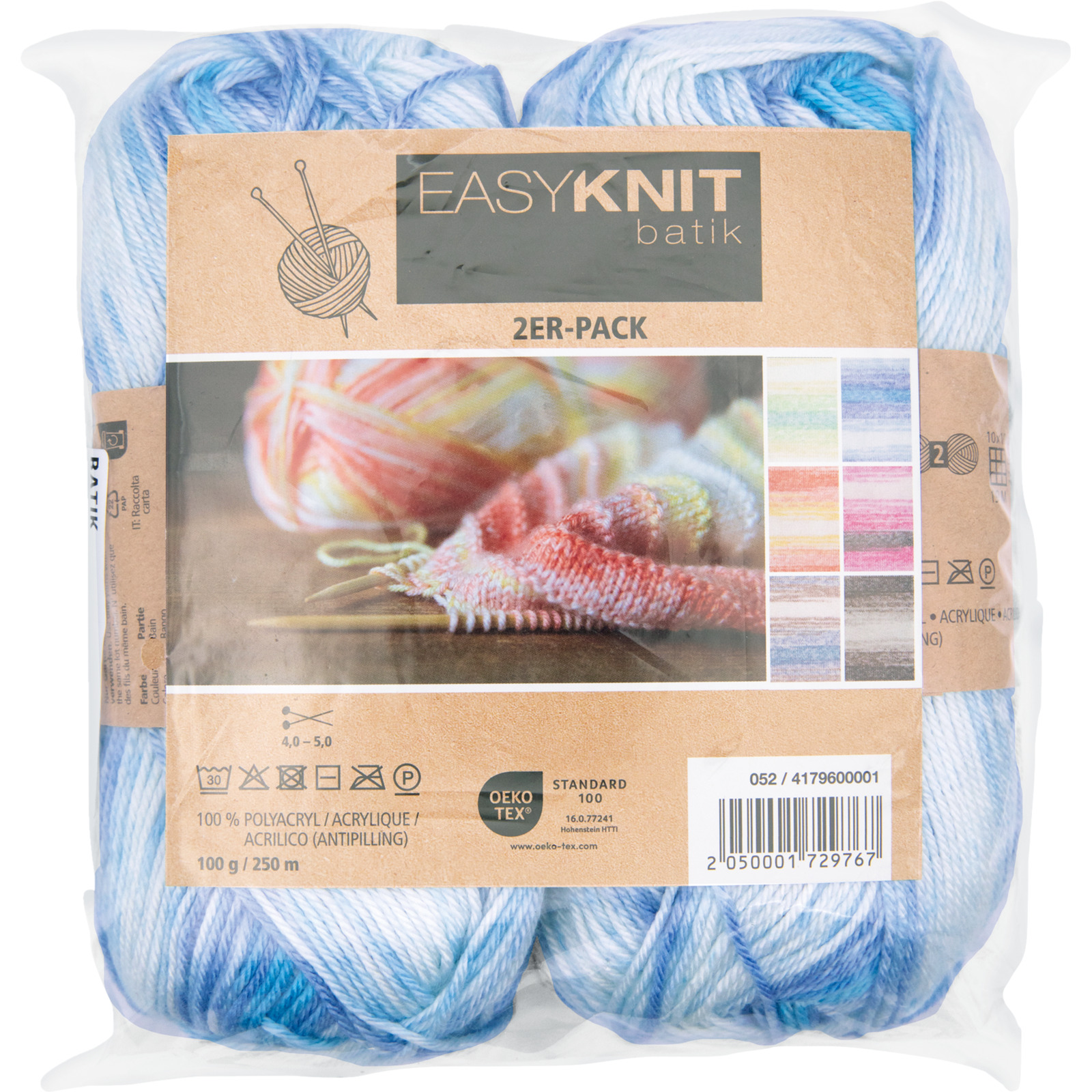 Acrylgarn Batik 2er-Set, 2 x 100 g / Knäuel blau