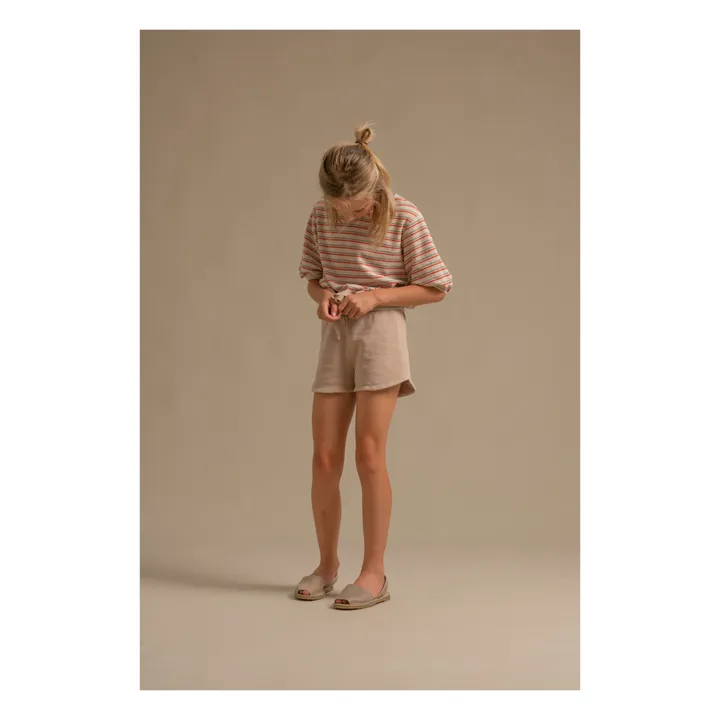 Longlivethequeen Sweat Manches Courtes Rayé Coton Bio | Beige