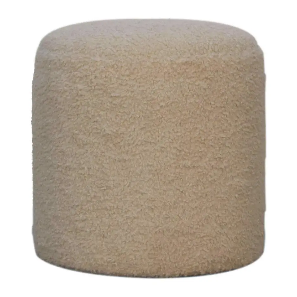 Bekleed Boucle Crème Ronde Poef