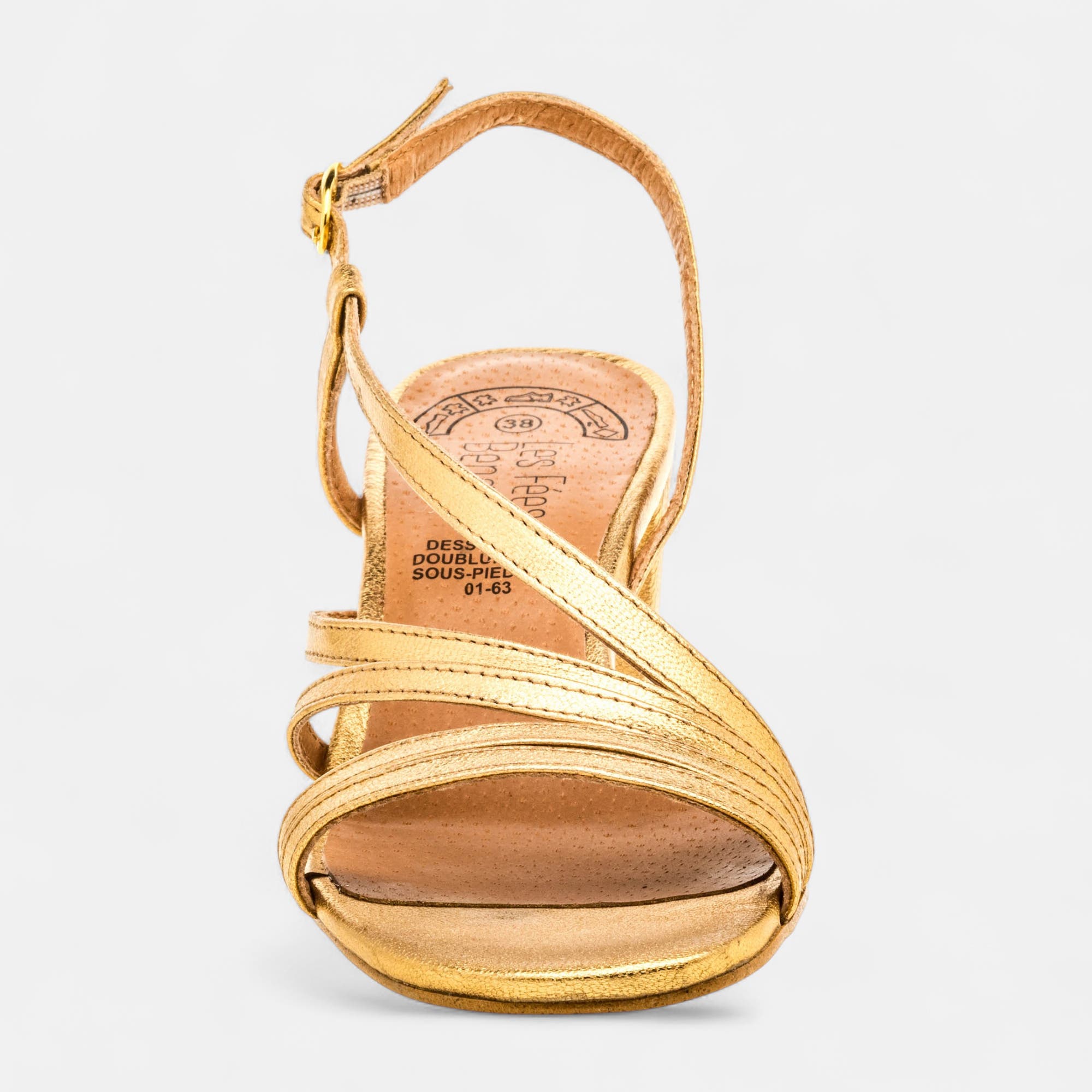 Nu-pieds à talon Femme en cuir or