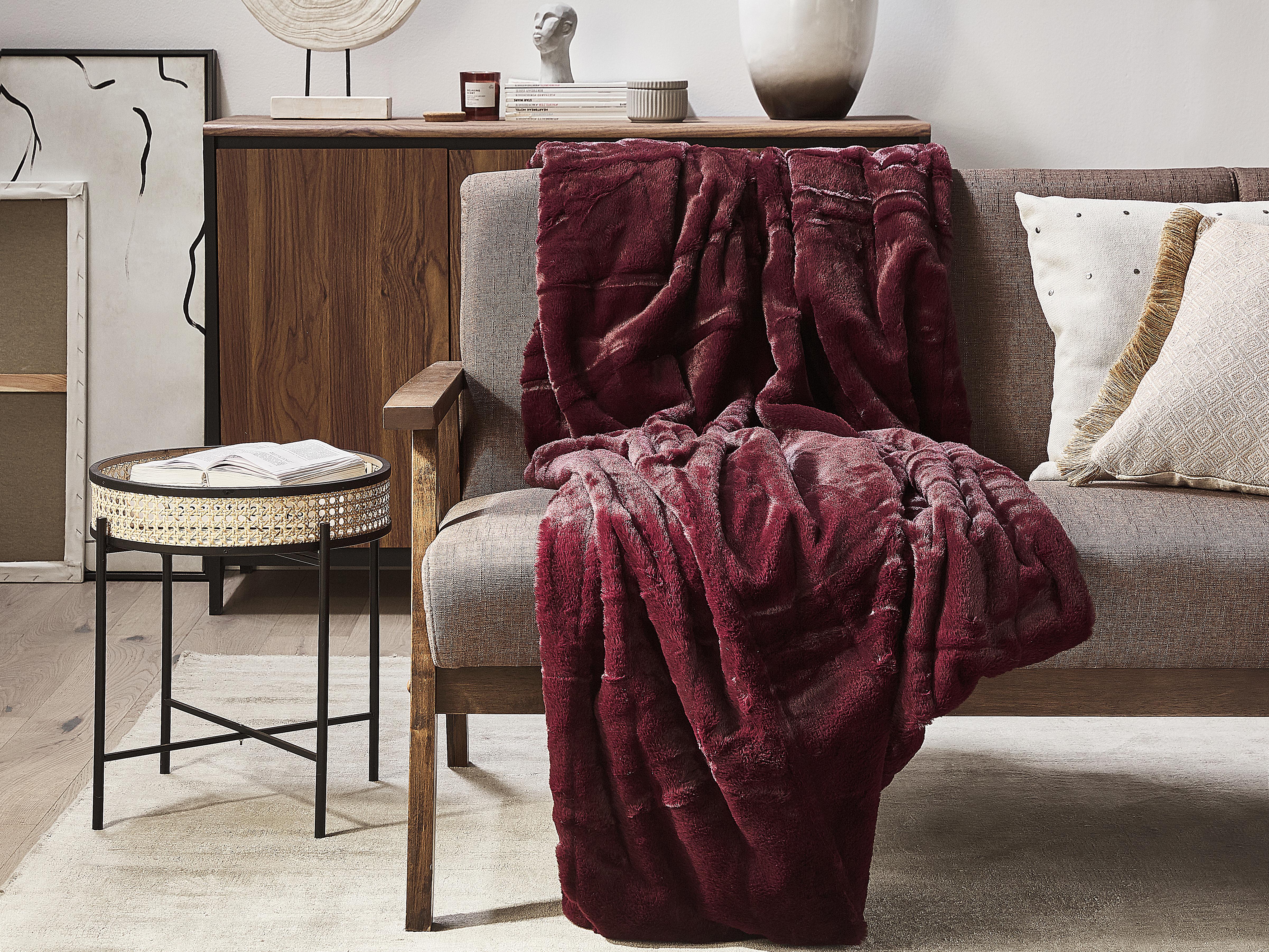 Plaid TANTAN 150 x 200 cm Bordeauxrood