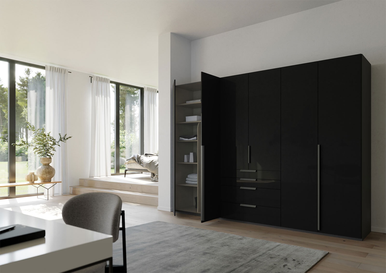 Kleiderschrank PURISMA Graphitgrau/ Glas Graphitgrau