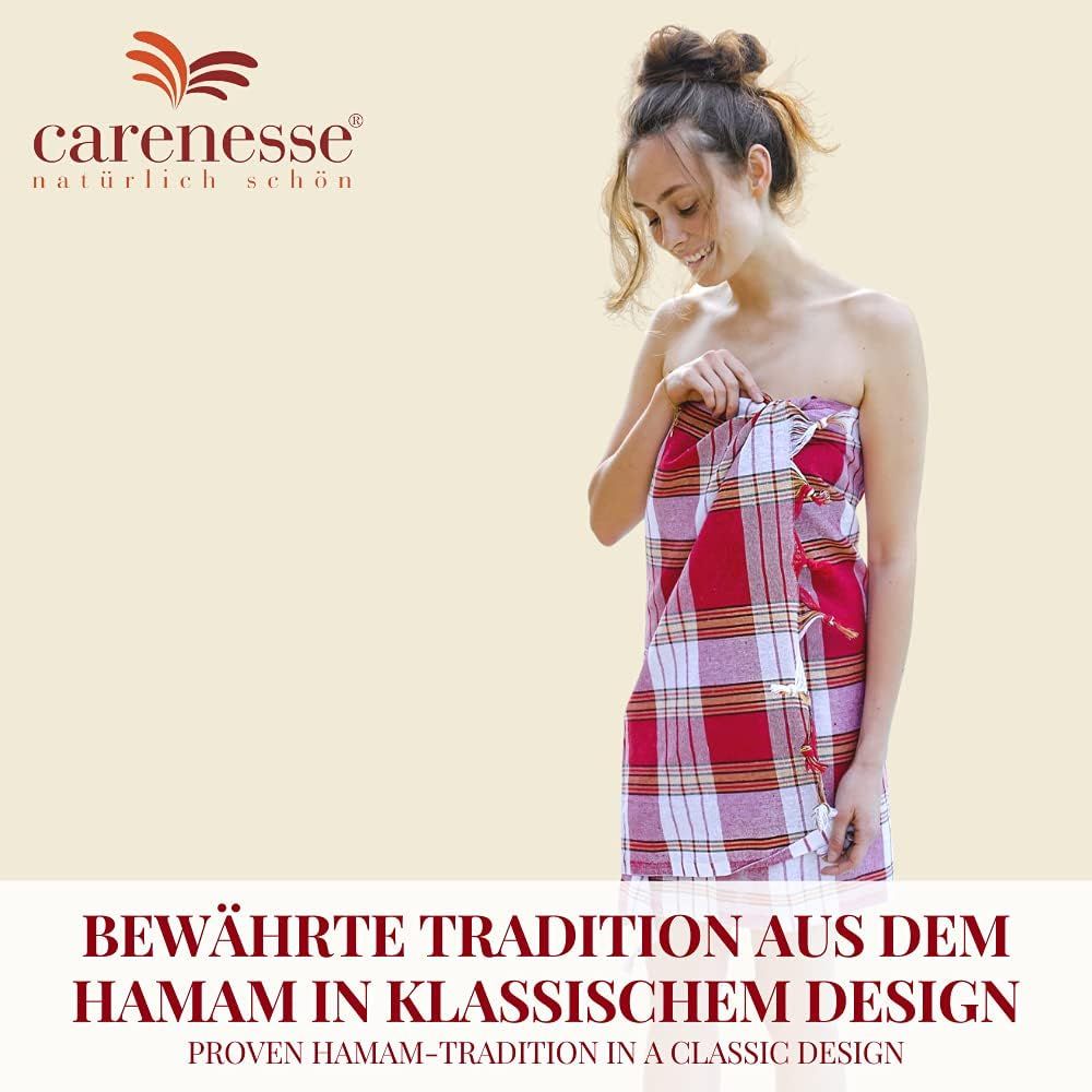 Carenesse Hamamtuch Classic Doppelpack Karo rot, 80 x 170 cm