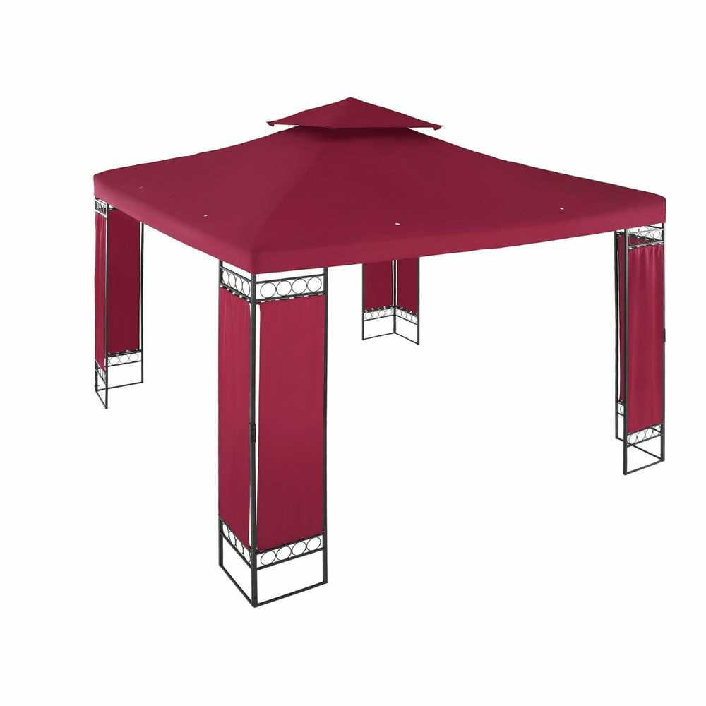 Pergola pavillon barnum tonnelle tente abri gazebo de jardin terrasse rouge bordeaux 3 x 3 m 160 g/m²