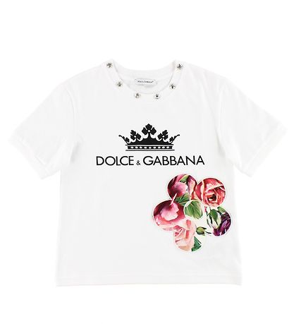 Dolce & Gabbana T-Shirt - Weiß m. Blume