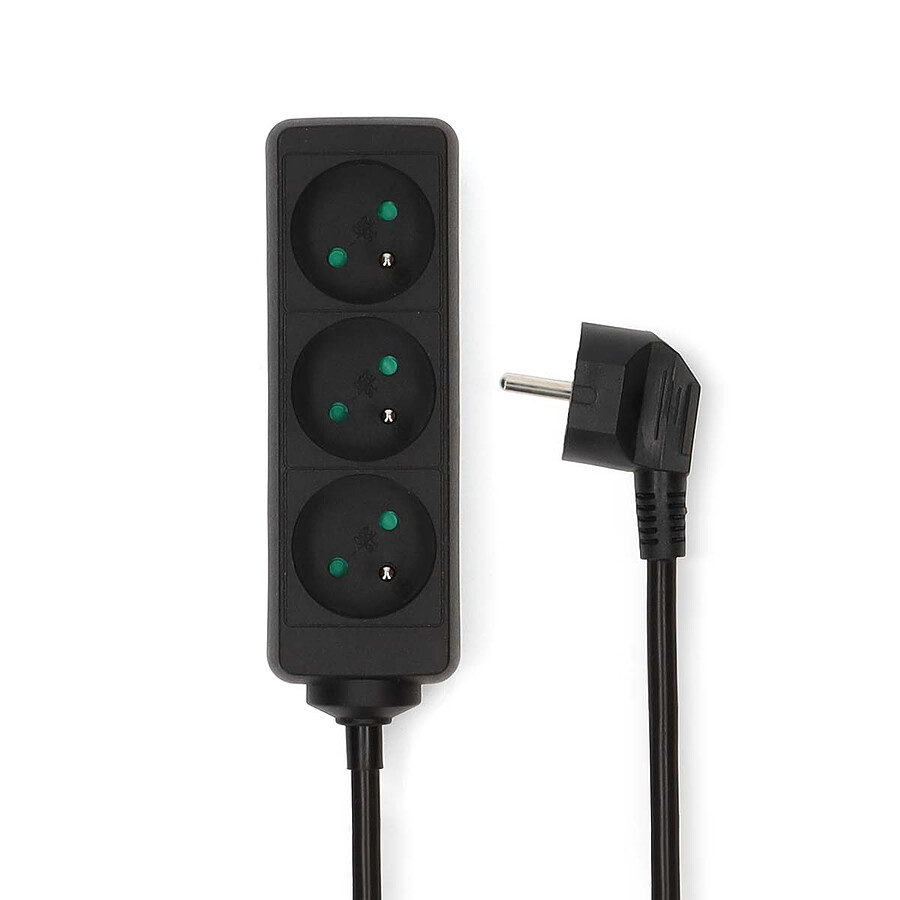 Nedis Multiprise 3 prises - Noir