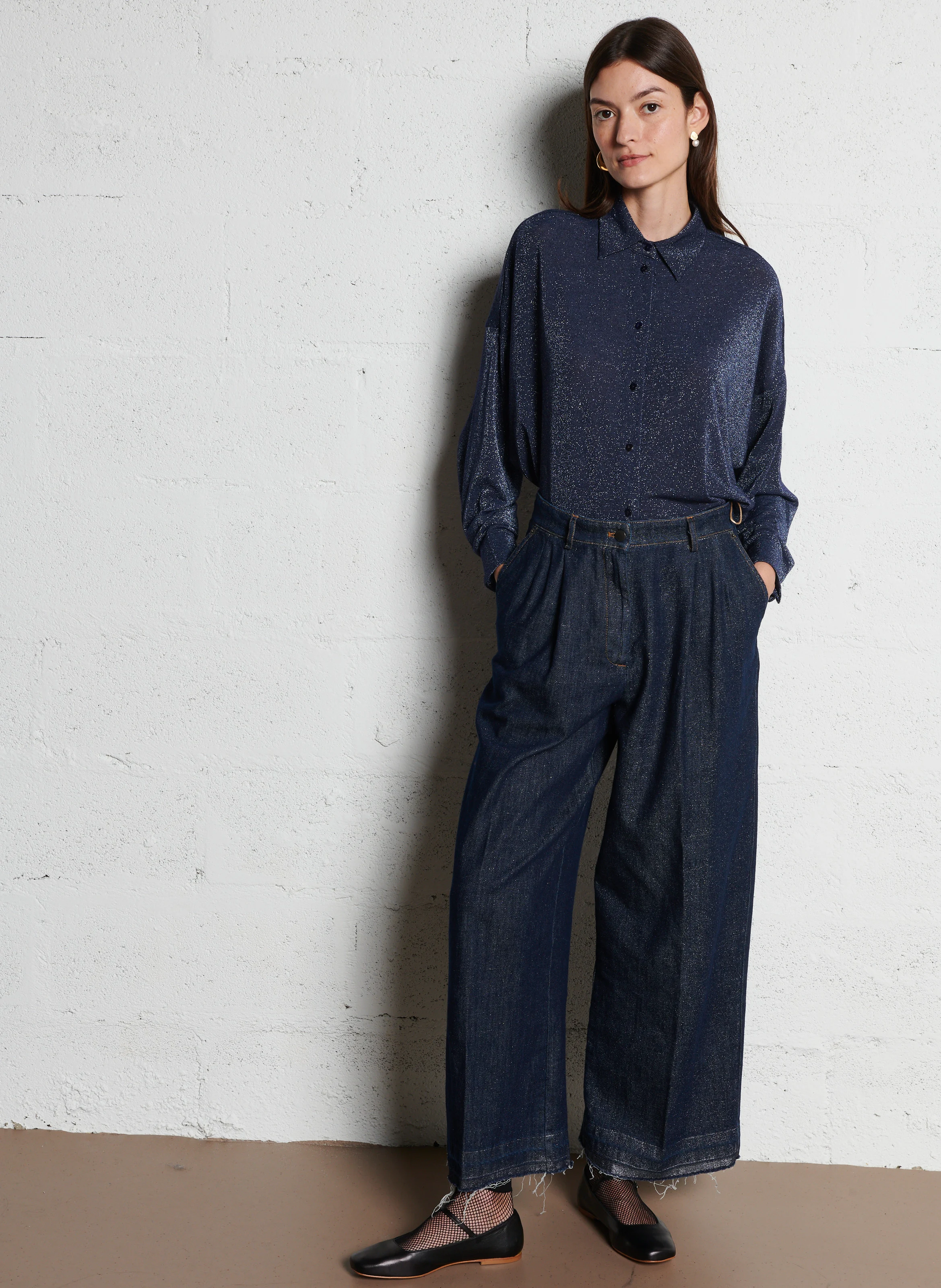 ODA - Chemise droite métallisé| Bleu