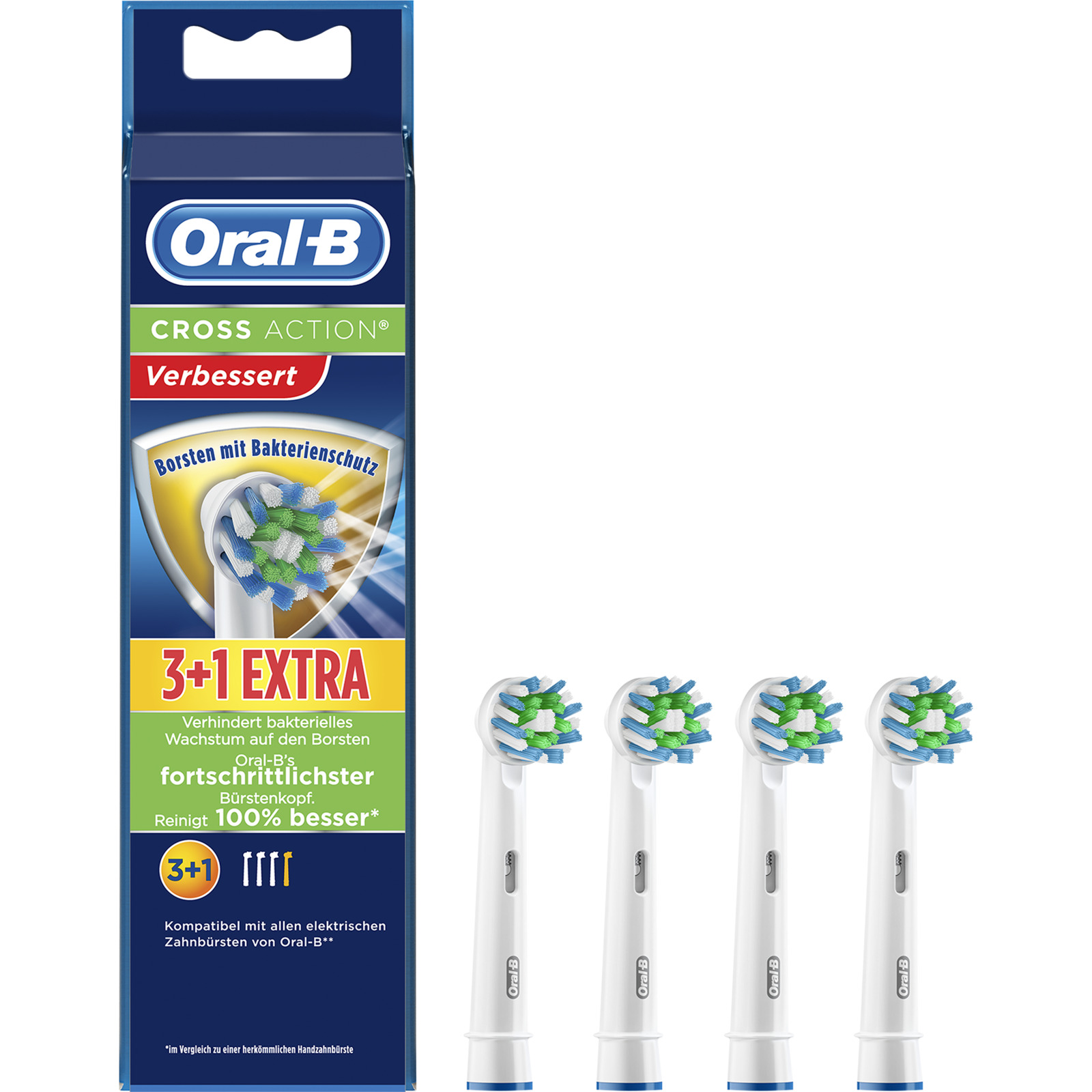 Oral-B Ersatzzahnbürste CrossAction Bakterienschutz 3+1