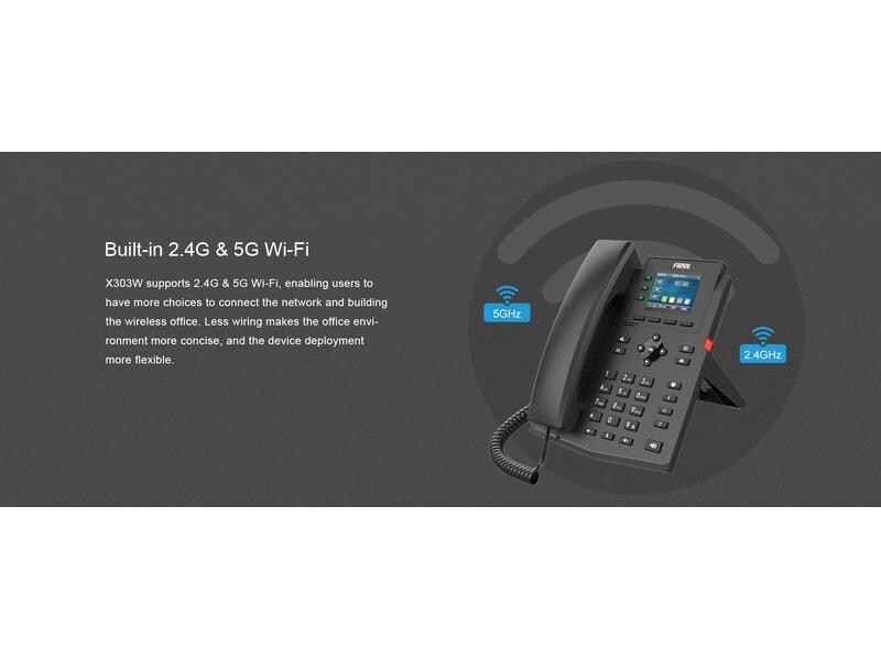 Fanvil Tischtelefon X303W Schwarz X303W Wi-Fi IP-Telefon der Einstiegsklasse