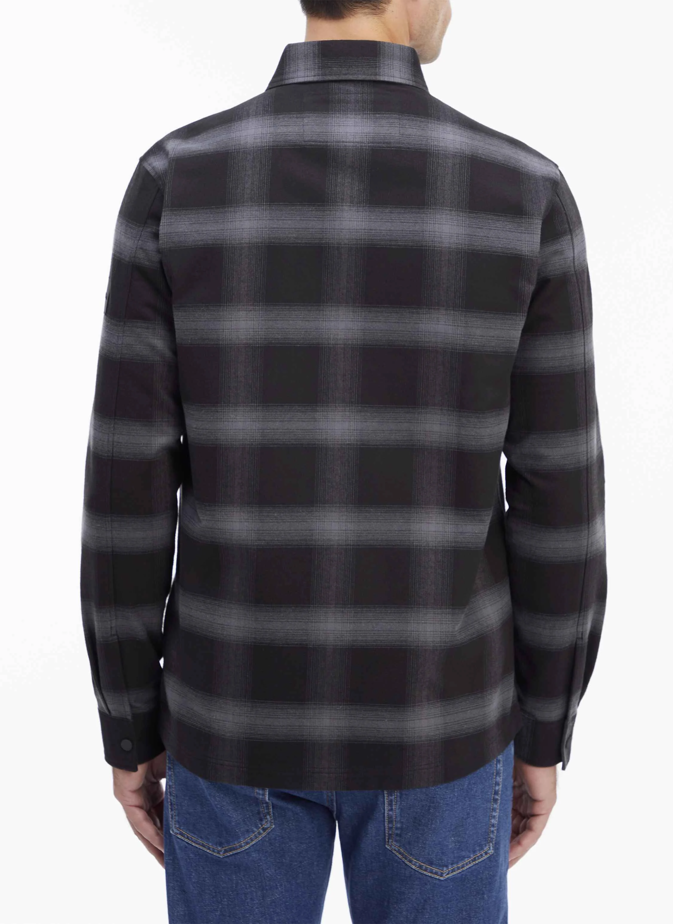 Surchemise col classique à carreaux en coton | Gris