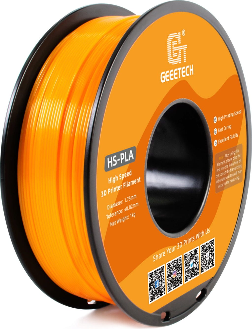 GEEETECH  HS-PLA Orange, 1,75 mm / 1000 g    Das Filament für Top-Leistung &  blitzschnelle Ergebnisse in Orange