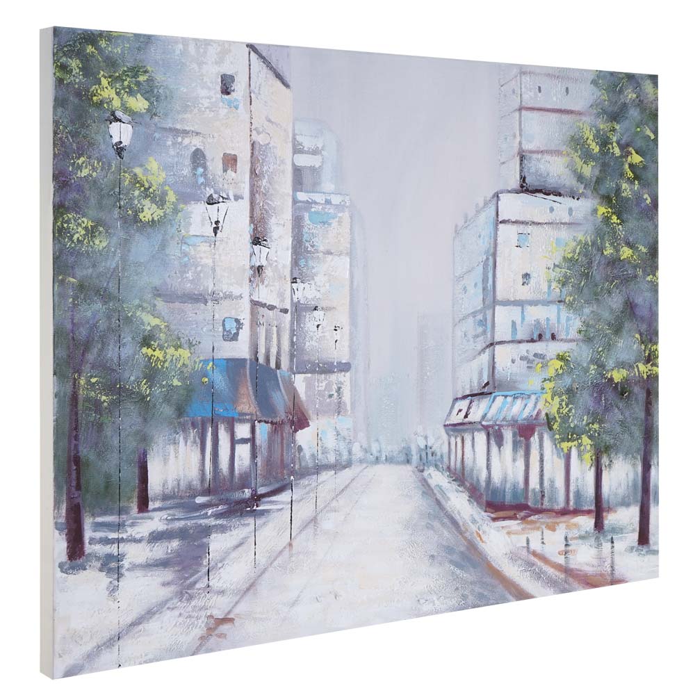 Wandbild Ortschaft, 100% handgemaltes Ölgemälde Gemälde XL, 120x90cm