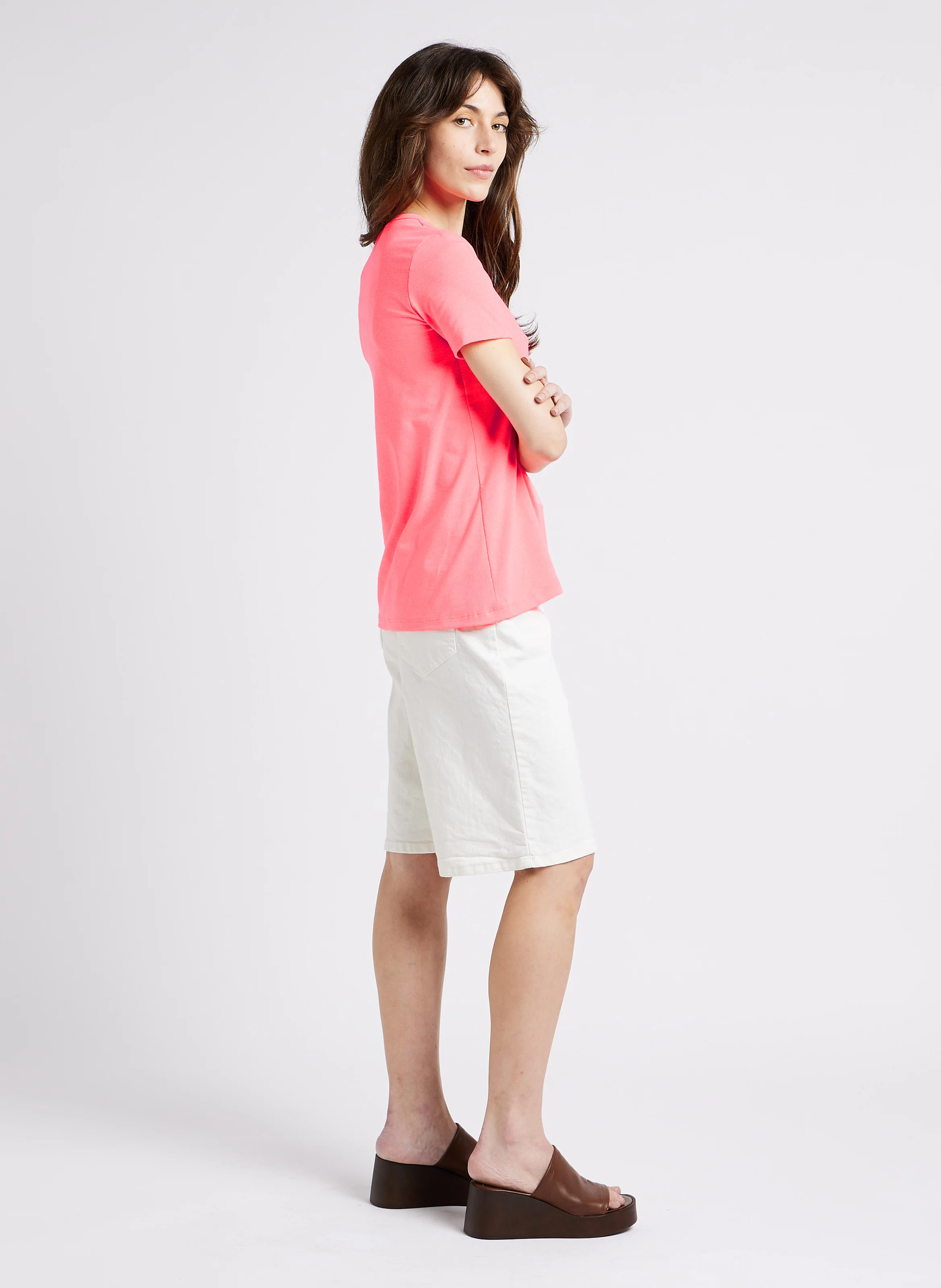 Bermuda taille haute en coton mélangé | Blanc
