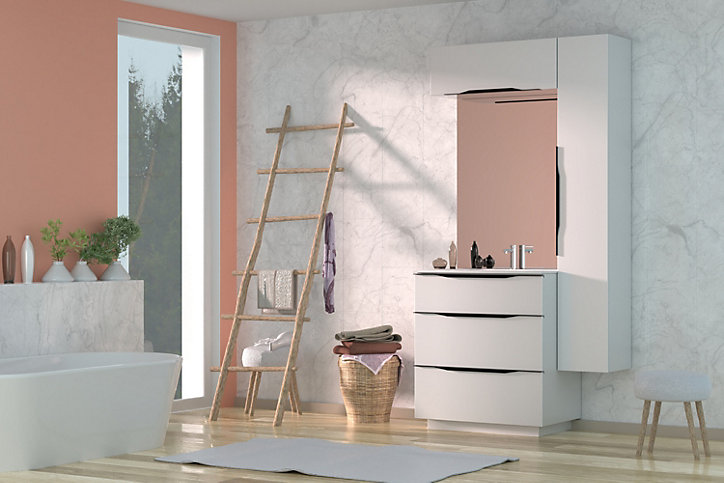 Meuble de rangement salle de bains haut Pamili blanc mat 80 cm