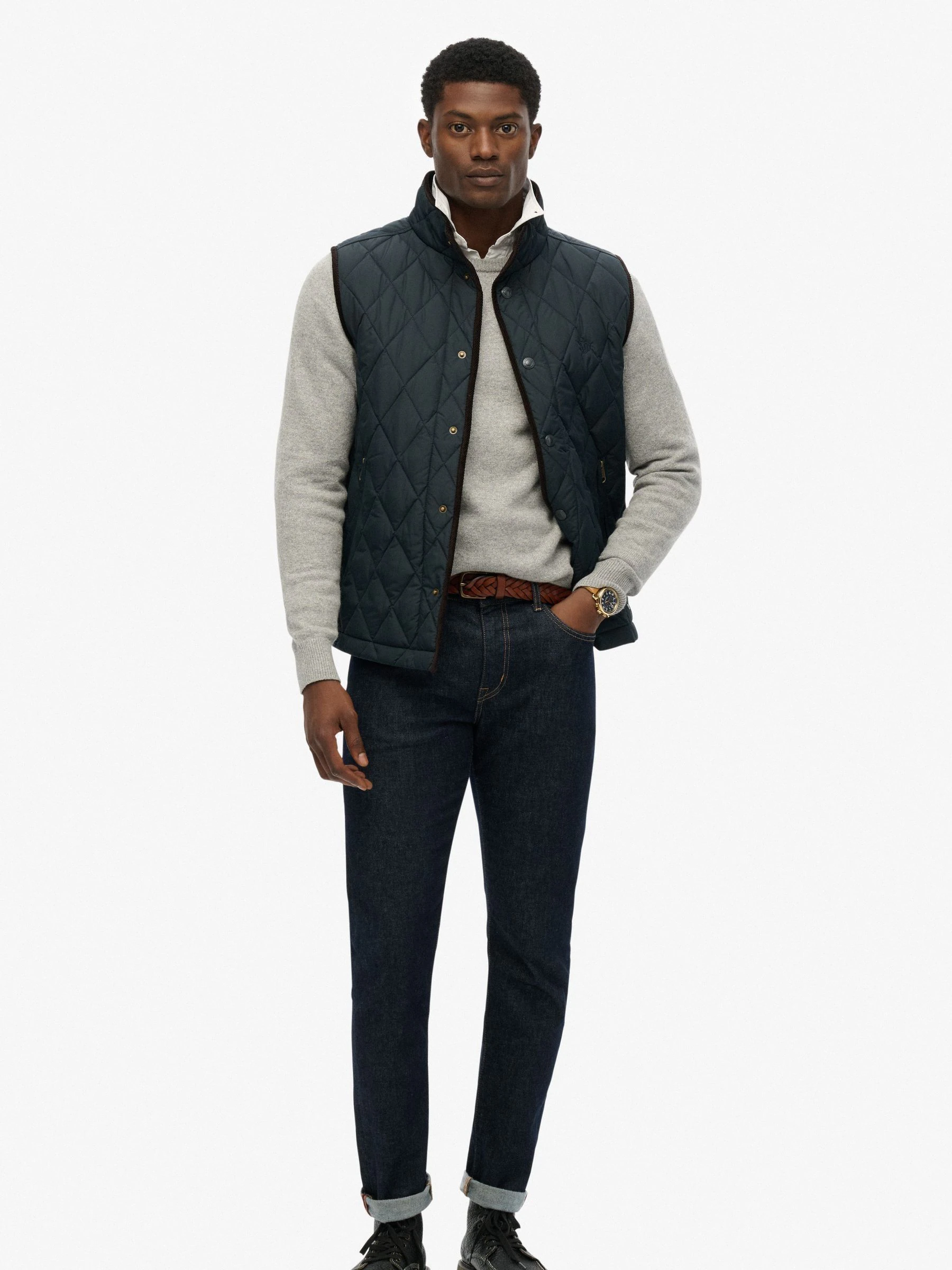Blauw - Superdry Quilted Estate Gilet