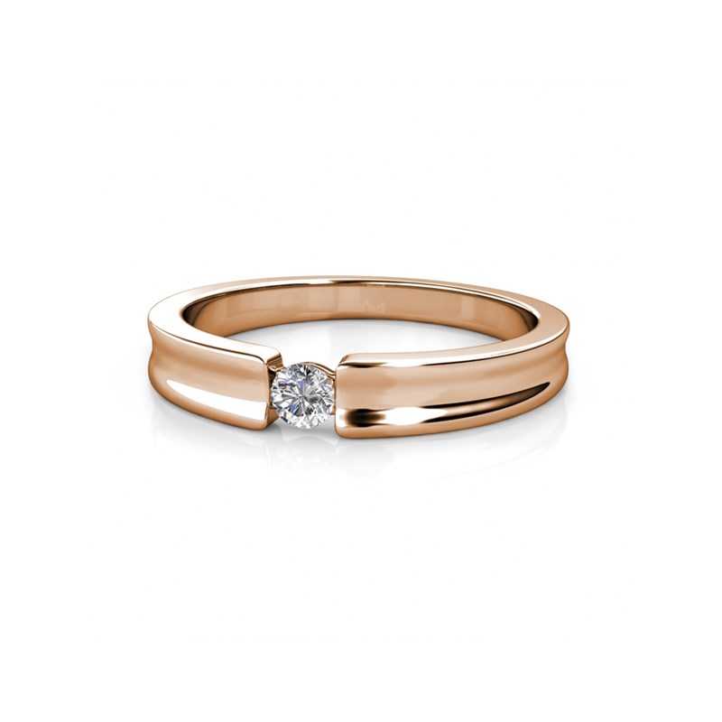 Bague Simplicity - Or Rosé et Cristal