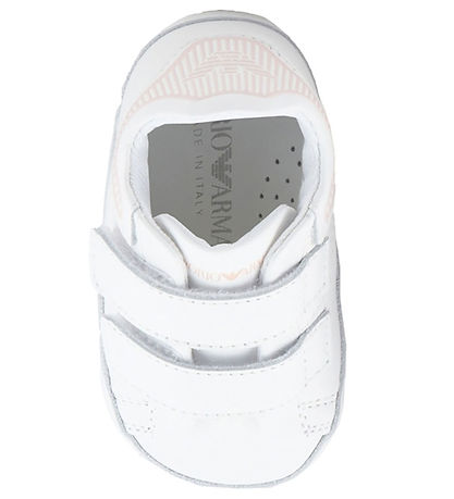 Emporio Armani Leder-Krabbelschuhe - Weiß m. Rosa