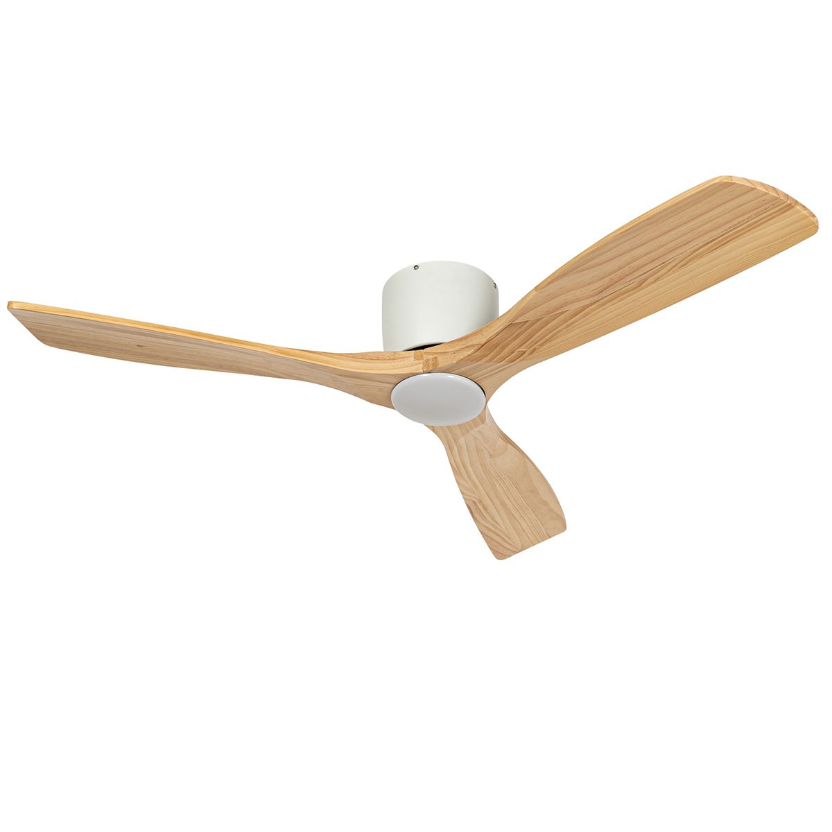 Plafondventilator wit met hout 131.5cm incl. LED dimbaar met afstandsbediening - Jerri