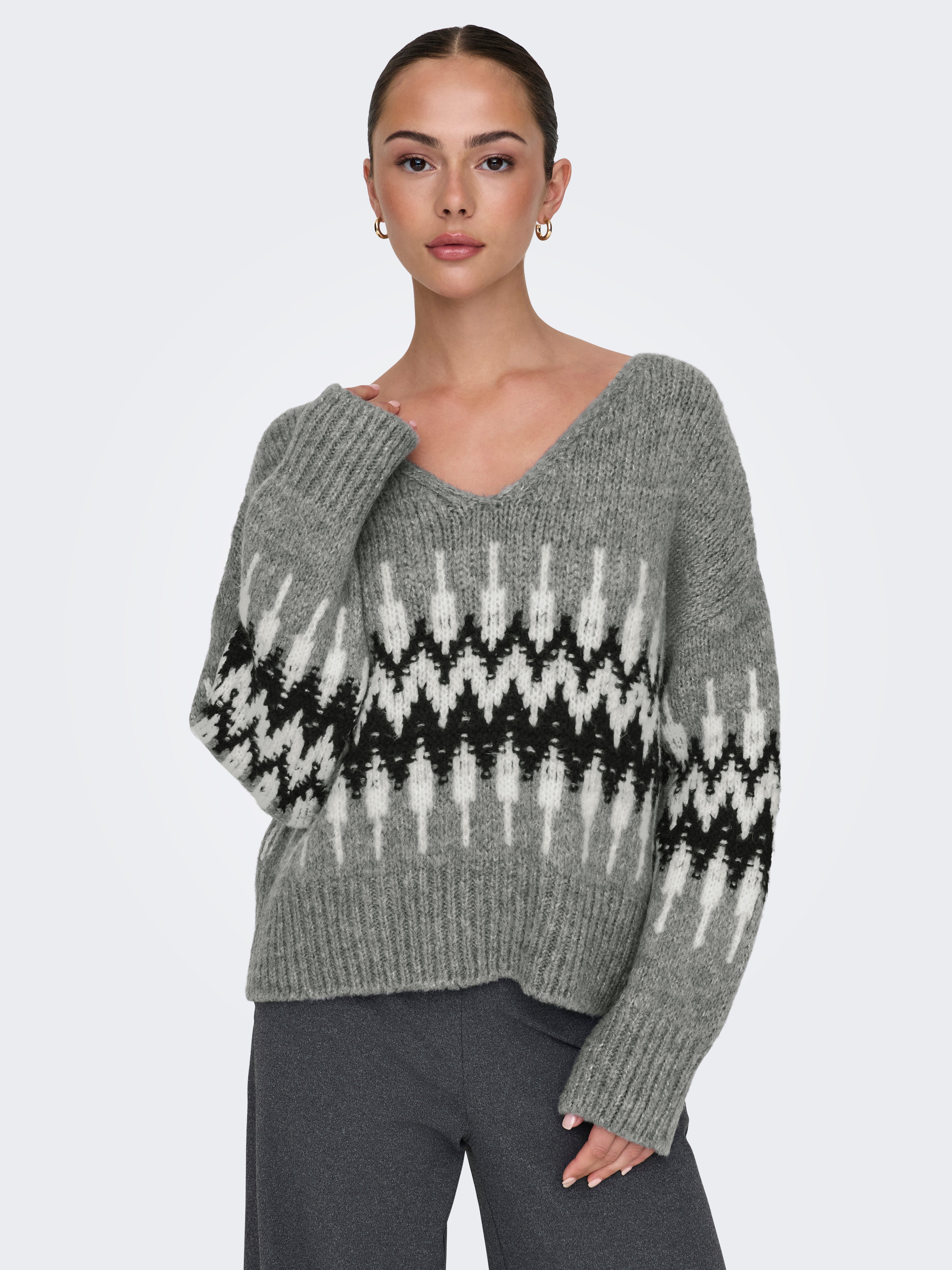 JDYDINEA Strickpullover Medium Grey Melange