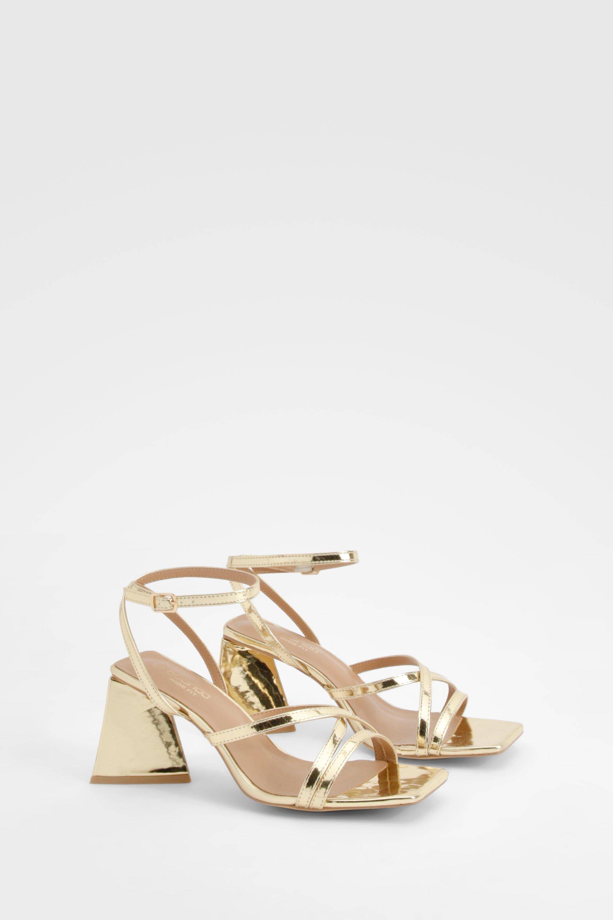boohoo Sandales à bride croisée grande largeur et talon évasé