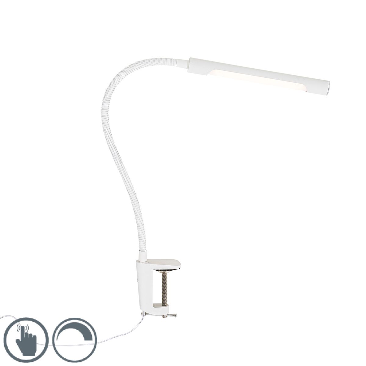Klem bureaulamp wit incl. LED met touch dimmer - Lionard