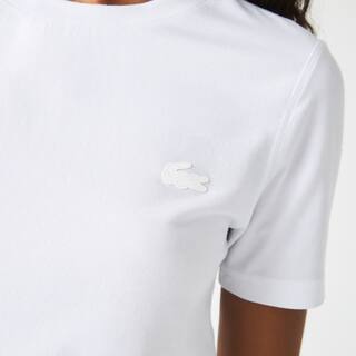 T-shirt slim fit à col rond en coton mélangé T-Shirts - Blanc - Lacoste - Femme