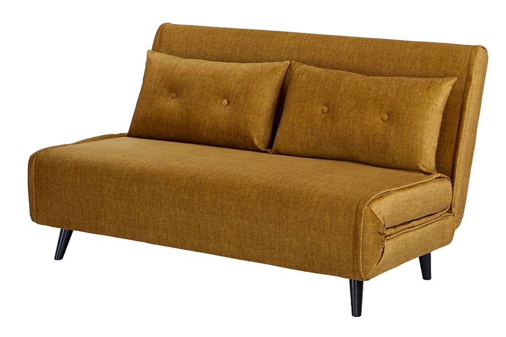 Retro Schlafsessel SMART MULTIFUNCTION 140cm senfgelb Vogue Velours Samt Bettfunktion